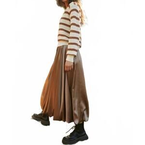 NEW MELLO spandauer satin balloon midi skirt in bronze